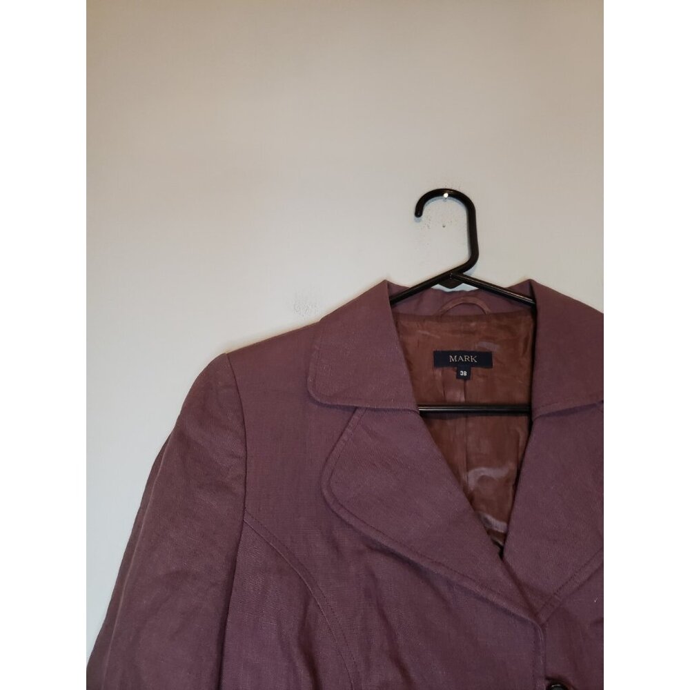 Mark Women 6 38 Jacket Blazer Purple 100% Linen Button Up Lined Made In Belgium - Picture 4 of 6